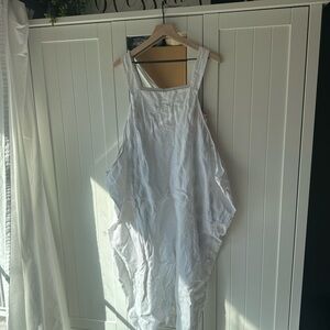 100% Linen Overalls - White